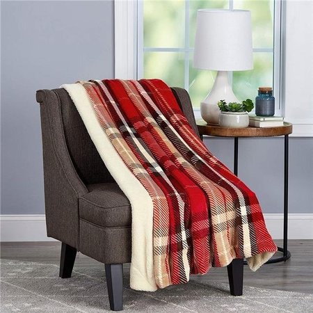 BEDFORD HOME Bedford Home 66A-29348 Blanket Oversized Plush Woven Polyester Sherpa Fleece Plaid Throw - Vineyard 66A-29348